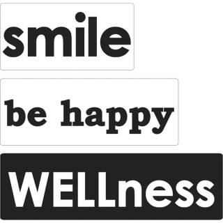 Motiv-Label smile, be happy, WELLness, 3 teilig