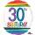 Folienballon "30 Birthday" Rainbow Standard Rund, 43 cm