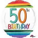 Folienballon "50 Birthday" Rainbow Standard...