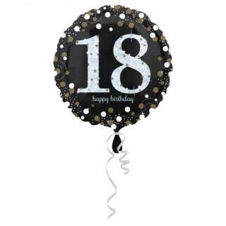 Folienballon 18 happy birthday Sparkling Standard Rund, 43 cm