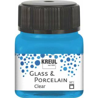 Glasmalfarbe-Porzellanfarbe, Clear Wasserblau 20 ml