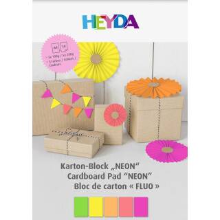 Kartonblock Neon, A4, 10 Blatt, 100g & 200g