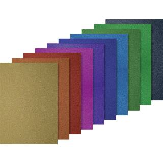 Glitterkartons Basic, A4, 200g, 10 Grundfarben