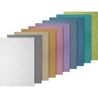 Glitterkartons Light, A4, 200g, 10 helle Farben