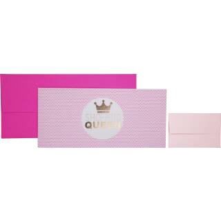Geschenkkarte Leslie pink 23 x 11 cm, "Shopping Queen"