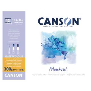 Canson Montval Aquarell-Block, rundumgeleimt, 24 x 32 cm, 12 Blatt, 300 g/m²