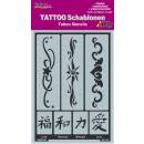 Tattoo Schablonen Bänder und asiatische Schriftzeichen