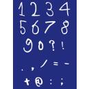 Textil-Schablone, A4, Handschrift, Zahlen + Zeichen