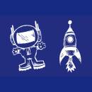Textil-Schablone, A5, Kids, Astronaut + Rakete