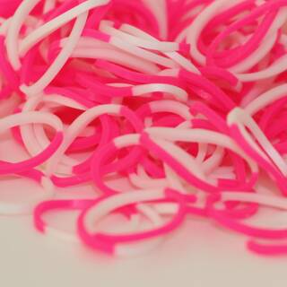Rainbow Loom® Silikonbänder Pink-Weiss