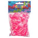 Rainbow Loom® Silikonbänder Pink-Weiss