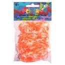 Rainbow Loom® Silikonbänder Orange-Weiss