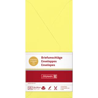 Briefumschlag, DL, 80g, mit Futter, gelb, 10 Stück