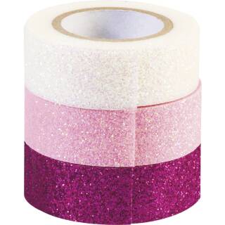 Glitter Tape 3er, pink rosa weiß