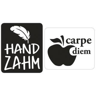 Motiv-Label "handzahm", "carpe diem", 2 teilig