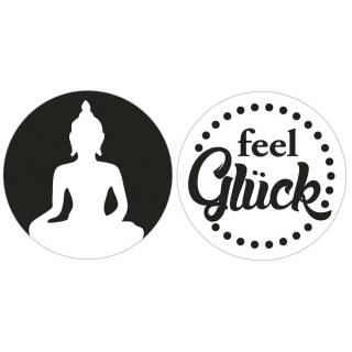 Motiv-Label Buddha, "feel Glück", 2 teilig