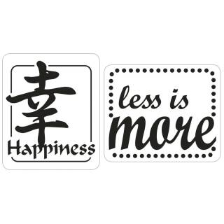 Motiv-Label Happiness, less is more, 2 teilig